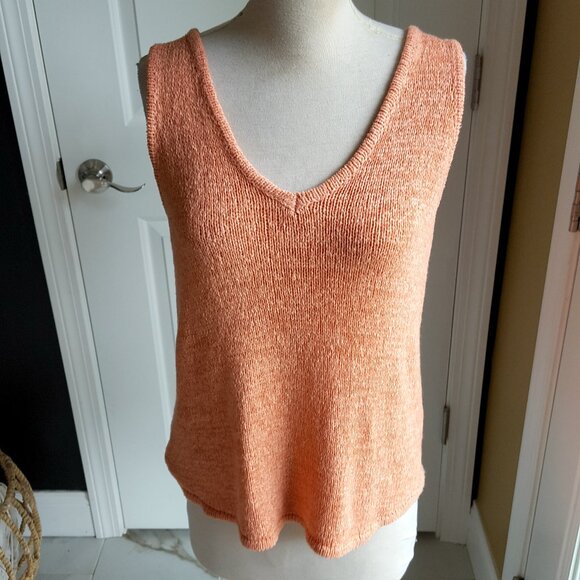 V NECK KNIT SLEEVELESS TOP SZ L - Picture 1 of 4